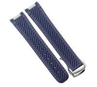 YELEMEABHB Rubber Watchband Fit For Omega AT150 Seamaster 300 AQUA TERRA Diving Watches Straps Black Blue Silicone Watch Strap 20mm Bracelet Watch strap(Blue white silver)