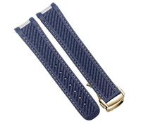 YELEMEABHB Rubber Watchband Fit For Omega AT150 Seamaster 300 AQUA TERRA Diving Watches Straps Black Blue Silicone Watch Strap 20mm Bracelet Watch strap(Blue white gold)