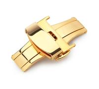 YELEMEABHB Stainless Steel Butterfly Buckle Polished Matte Button Watch Band Buckles 16mm 18mm 20mm 22mm Watchbands Clasp Accessories Watch Clasp(18mm-Gold)