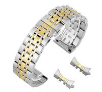 YELEMEABHB Stainless Steel Watch Band Universal Straps Curved End Folding Bow Buckle Bracelet Strap 18mm 20mm 22mm Watch Belt Accessories Watch clasp(SV-GD,18mm)