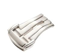 YELEMEABHB Stainless Steel Watch Buckle Double Button Butterfly Buckles Folding Clasp Leather Strap Polished 16 18 20mm Accessories Watch Clasp(18mm Silver)