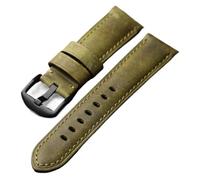 YELEMEABHB Teal Leather Strap 22mm 24mm Vintage Brushed Leather Head Layer Cowhide, Suitable Fit For PAM111 441 Men Bracelet Thickened Watch strap(Brack buckle,22mm)
