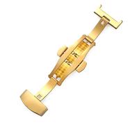 YELEMEABHB Universal 14mm 16mm 18 20mm 22mm Stainless Steel Butterfly Buckle Accessories Double Push Button Fold Watchband Replacement Belt Watch Clasp(Gold 16mm)