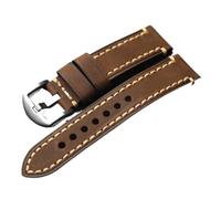 YELEMEABHB Vintage Brushed Brown Black Cowhide Strap 18mm 20mm 21mm 22mm 23mm 24mm 26mm Soft Leather Bracelet Watch strap(Brown sliver buckle,23mm)