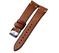 YELEMEABHB Vintage Brushed Leather Watchband 18 19 20 21 22MM Ultra-Thin Soft Leather, Black, Brown, Green Grey With Antique Bracelet Watch strap(A color,18mm)