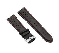 YELEMEABHB Vintage Handmade Watch Strap 18mm 19mm 20mm 22mm 24mm Leather Strap Gray Black Brown Blue Breathable Porous Watchbands Watch strap(Black rd line,24mm)