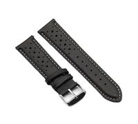 YELEMEABHB Vintage Handmade Watch Strap 18mm 19mm 20mm 22mm 24mm Leather Strap Gray Black Brown Blue Breathable Porous Watchbands Watch strap(Black wh line,19mm)