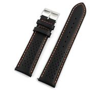 YELEMEABHB Vintage Leather Watch Strap 18mm 19mm 20mm 21mm 22mm 24mm Universal Watchband Breathable Bracelet Sport Wristbelt Accessories Watch strap(Black-orange line,18MM_120MM-80MM)