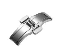 YELEMEABHB Watch Accessories Double Push Automatic Butterfly Watchband Buckle Steel Folding Clasp Metal Men Women Button Fit for Tissot Watch Clasp(Silver 3x17mm)