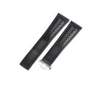 YELEMEABHB Watch Band Fit For Tag Heuer MONACO CARREA F1 COW LEATHER Strap 22mm Watchband Red Stitches Genuine Leather Straps Watch strap(Black Silver)