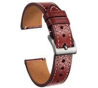YELEMEABHB Watch Band For Men Vintage Soft Wrap Handmade Leather Wrist Straps Quick Release 22mm18mm20mm Watch strap(119RED,20mm)