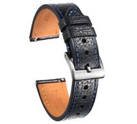YELEMEABHB Watch Band For Men Vintage Soft Wrap Handmade Leather Wrist Straps Quick Release 22mm18mm20mm Watch strap(119BLK-BLU,22mm)
