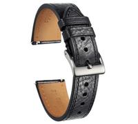 YELEMEABHB Watch Band For Men Vintage Soft Wrap Handmade Leather Wrist Straps Quick Release 22mm18mm20mm Watch strap(119BLK-BLK,18mm)