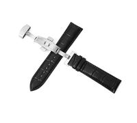YELEMEABHB Watchbands 12-24mm leather Double press butterfly buckle Band Watch accessories Bracelet 20mm 22mm Watch strap(Silver-b,22mm)