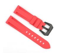YELEMEABHB Waterproof Silicone Watch Strap 20mm 22mm 24mm Stainless Steel Silver Black Buckle Watchband Replacement Fit For Panerai Customized Watch strap(Red-black buckle,22mm)