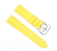 YELEMEABHB Waterproof Silicone Watch Strap 20mm 22mm 24mm Stainless Steel Silver Black Buckle Watchband Replacement Fit For Panerai Customized Watch strap(Yellow-silver buckle,20mm)