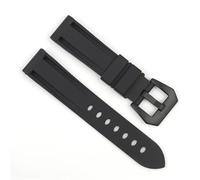 YELEMEABHB Waterproof Silicone Watch Strap 20mm 22mm 24mm Stainless Steel Silver Black Buckle Watchband Replacement Fit For Panerai Customized Watch strap(Black-black buckle,20mm)