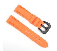 YELEMEABHB Waterproof Silicone Watch Strap 20mm 22mm 24mm Stainless Steel Silver Black Buckle Watchband Replacement Fit For Panerai Customized Watch strap(Orange-black buckle,24mm)