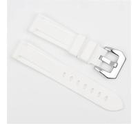YELEMEABHB Waterproof Silicone Watch Strap 20mm 22mm 24mm Stainless Steel Silver Black Buckle Watchband Replacement Fit For Panerai Customized Watch strap(White-silver buckle,20mm)