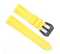 YELEMEABHB Waterproof Silicone Watch Strap 20mm 22mm 24mm Stainless Steel Silver Black Buckle Watchband Replacement Fit For Panerai Customized Watch strap(Yellow-black buckle,20mm)