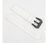 YELEMEABHB Waterproof Silicone Watch Strap 20mm 22mm 24mm Stainless Steel Silver Black Buckle Watchband Replacement Fit For Panerai Customized Watch strap(White-black buckle,22mm)