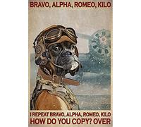 Yelenacca Bravo Alpha Romeo Kilo I Repeat Bravo Alpha Romeo Kilo How Do You Copy Dog Pilot Vintage Metal Tin Sign Poster Wall Decor Wall Art Decor Metal Sign Poster 8X12 Inches
