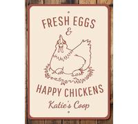 Yelenacca Fresh Eggs and Happy Chickens, Chicken Lover Decor, Sing for Chicken Coop, Chickens, Chicken Eggs, Chicken Coop, Coop Decor- Metal Car Retro Metal Tin Sign 8X12 inches
