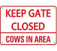 Yelenacca Keep Gate Closed Cows in Area Activity Sign Farm Sign, Posted No Trespassing Signs Private Property, Indoor and Outdoor Metal Aluminum Retro Metal Tin Sign 8X12 inches