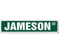 Yelenacca Metal Tin Sign Novelty Great Jameson Street Childrens Name Room Sign Indoor Office Business Retail Wall Decoration Metal Aluminum Sign 4 X 16 INCH