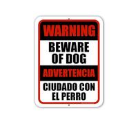 Yelenacca Warning Beware of Dog Advertencia Ciudado Con El Perro, English Spanish Espanol Bilingual Signs, Security Signs, Warning Signs, Productos para La Casa Retro Metal Tin Sign 8X12 inches