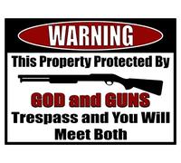 Yelenacca Warning Home Protected by God and Guns in Retro Metal Tin Sign 8X12 inches