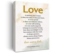 YeleY Inspirational Bible Verse Print 1 Corinthians 13:4-8 Love is Patient Paintings Canvas Wall Art Poster Canvas Artwork Ready to Hang Modern Home Office Wedding Decor