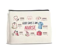 YeleY Nurse Appreciation Gift, God Says I Am Nurse Makeup Bag