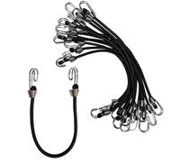 YELIER Mini Bungee Cords with Hooks. (12pcs, Black, 10") Small Bungee Cords with Hooks, Versatile Outdoor Bungee Cord Set.