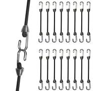 YELIER Mini Bungee Cords with Hooks. Small Bungee Cords with Hooks, Versatile Outdoor Bungee Cord Set. (16, Black, 6")
