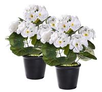 YELIKIT 2 x Artificial Flowers in Pot Artificial Flowers Plants Geranium Decoration Outdoor and Indoor Silk Flowers Bouquets with Ceramic Vase Artificial Plant for Balcony Home Wedding Table