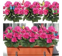 YELIKIT 4 Bundles Artificial Flowers for Outdoor, Geraniums Faux Plants Spring Summer Decoration Fake Silk Flowers UV Resistant Indoor Outside Plants for Garden Porch Wedding Home, Pink