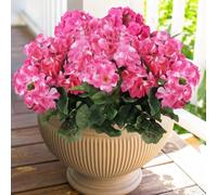 YELIKIT 4 Bundles Artificial Flowers for Outdoor, Geraniums Faux Plants Spring Summer Decoration Fake Silk Flowers UV Resistant Indoor Outside Plants for Garden Porch Wedding Home, LightPink