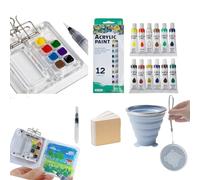 YELIONE Watercolour Paint Set Tobios Mini Watercolour Kit Professional Travel Watercolour Palette Portable Painting Kit with Sketchbook for Artists Adults Drawing & Painting (Acrylic)