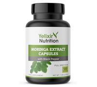 Yelixir Nutrition Moringa Capsules 5450mg, 120 Vegan Capsules, High Strength Moringa Leaf Extract with Black Pepper, Pure Formula with No Added Fillers