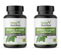Yelixir Nutrition Moringa Capsules 5450mg, 120 Vegan Capsules, High Strength Moringa Leaf Extract with Black Pepper, Pure Formula with No Added Fillers (Pack of 2)