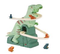 YELKOEYN Climbing Dinosaur Stair Slide Electric Toy - Kids Roller Coaster with Interactive Music Sound Effects and Lights，Educational Dinosaur Track for Children Birthday Gift, Stair Slide Race Track