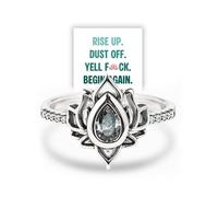 Yell F︎ck Lotus Ring, Lotus Fuck It And Begin Again Ring High Polish Tarnish Resistant Zircon Inlaid Inspirational Rings, Healing Jewelry Gifts for Sisters Friends (Silver,9)