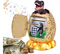 Yellcetoy Money Box for Kids, Dinosaur Egg Money Bank Dino Safe with Security Code Music & Light Auto Scroll Notes ATM Password Piggy Bank Easter Birthday Gifts for Boys Girls 5 6 7 8 9+ Years Old