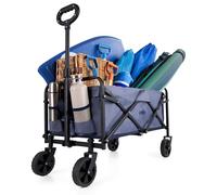 Yello Festival Foldable Trolley Cart 60L Heavy Duty Collapsible Wagon with Puncture Proof Wheels & Retractable Handle - Portable Folding Utility Cart for Camping, Beach, Shopping & Garden