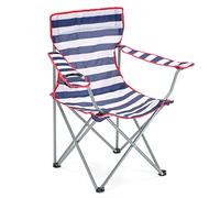 Yello Folding Camping Chair, Collapsible Outdoor Picnic Beach Chair with Carry Bag and Drink Holder, Stripe Blue, 85 x 81 x 48 cm