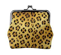 Yello Leopard Print Leather Coin Purse for Women-Small Kiss Lock Wallet, Mini Card Holder for Keys Lipstick, Cute Change Purse for Travel