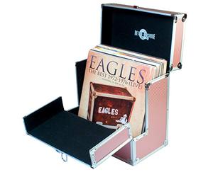 Yellodoor Retro Music - Aluminium Storage Case with Folding Front Flap for 33 RPM Vinyl Records, Easy Access to Your Rose Gold Vinyl