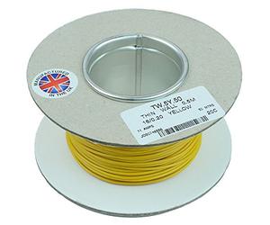 Yellow 0.5mm² Thin Wall 11A Cable 16/0.2mm 50M PVC Automotive Wire Reel