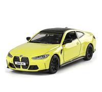 (yellow) 1/32 BMW M4 G82 Toy Car Model Diecast Metal Alloy Miniature Sound & Light Doors Openable Collection Gift for Children Boy Kid